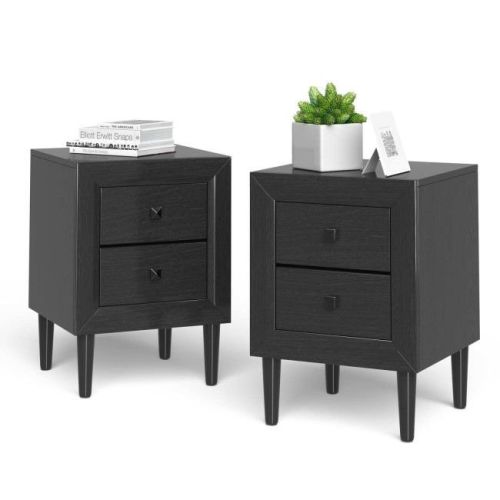 2PCS Nightstand W/2 Drawer Multipurpose 2PCS Nightstand W/2 Drawer Multipurpose